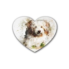 Dog Animal Pet Art Abstract Rubber Coaster (heart)  by Celenk