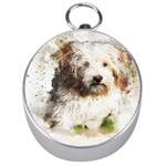 Dog Animal Pet Art Abstract Silver Compasses Front