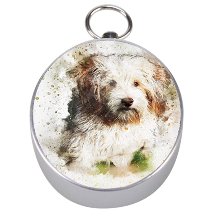 Dog Animal Pet Art Abstract Silver Compasses