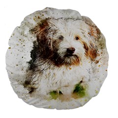 Dog Animal Pet Art Abstract Large 18  Premium Flano Round Cushions by Celenk