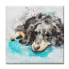 Dog Animal Art Abstract Watercolor Tile Coasters by Celenk