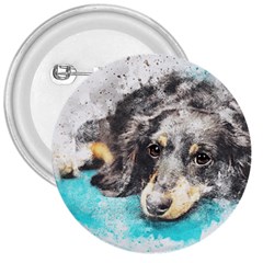 Dog Animal Art Abstract Watercolor 3  Buttons by Celenk