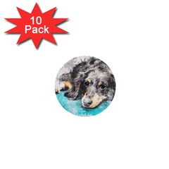 Dog Animal Art Abstract Watercolor 1  Mini Buttons (10 Pack)  by Celenk