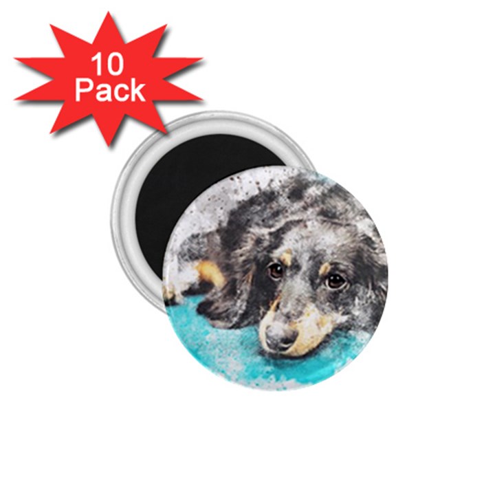 Dog Animal Art Abstract Watercolor 1.75  Magnets (10 pack) 