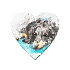 Dog Animal Art Abstract Watercolor Heart Magnet by Celenk