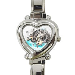 Dog Animal Art Abstract Watercolor Heart Italian Charm Watch by Celenk