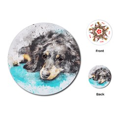 Dog Animal Art Abstract Watercolor Playing Cards (Round) 