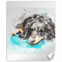 Dog Animal Art Abstract Watercolor Canvas 11  x 14  