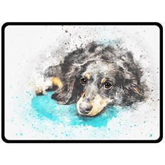 Dog Animal Art Abstract Watercolor Fleece Blanket (Large) 