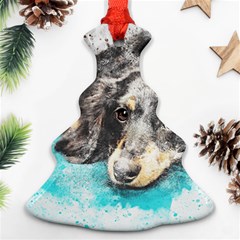 Dog Animal Art Abstract Watercolor Christmas Tree Ornament (two Sides) by Celenk