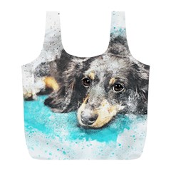 Dog Animal Art Abstract Watercolor Full Print Recycle Bags (l)  by Celenk