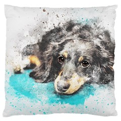 Dog Animal Art Abstract Watercolor Large Flano Cushion Case (Two Sides)