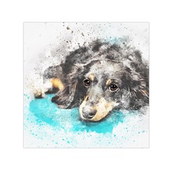 Dog Animal Art Abstract Watercolor Small Satin Scarf (Square)