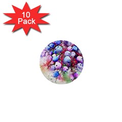 Berries Pink Blue Art Abstract 1  Mini Buttons (10 Pack)  by Celenk