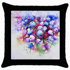 Berries Pink Blue Art Abstract Throw Pillow Case (black) by Celenk