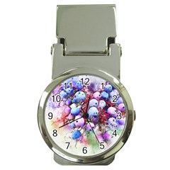 Berries Pink Blue Art Abstract Money Clip Watches by Celenk