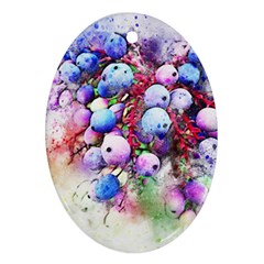 Berries Pink Blue Art Abstract Oval Ornament (two Sides) by Celenk