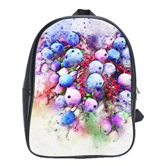 Berries Pink Blue Art Abstract School Bag (large) by Celenk