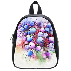 Berries Pink Blue Art Abstract School Bag (small) by Celenk