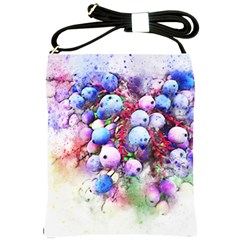 Berries Pink Blue Art Abstract Shoulder Sling Bags by Celenk