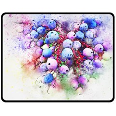 Berries Pink Blue Art Abstract Fleece Blanket (medium)  by Celenk