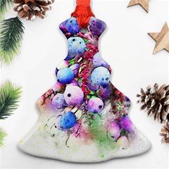 Berries Pink Blue Art Abstract Christmas Tree Ornament (two Sides) by Celenk