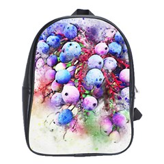 Berries Pink Blue Art Abstract School Bag (xl) by Celenk