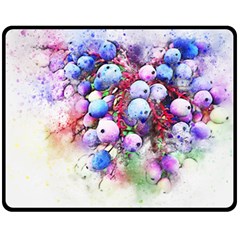 Berries Pink Blue Art Abstract Double Sided Fleece Blanket (medium)  by Celenk