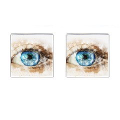 Eye Blue Girl Art Abstract Cufflinks (square) by Celenk