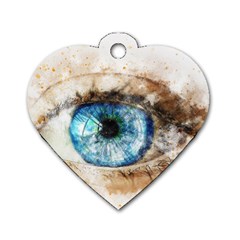 Eye Blue Girl Art Abstract Dog Tag Heart (one Side)