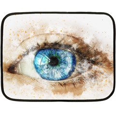 Eye Blue Girl Art Abstract Double Sided Fleece Blanket (mini)  by Celenk