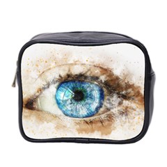 Eye Blue Girl Art Abstract Mini Toiletries Bag 2-side by Celenk