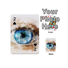 Eye Blue Girl Art Abstract Playing Cards 54 (mini)  by Celenk