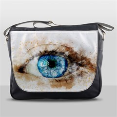 Eye Blue Girl Art Abstract Messenger Bags by Celenk