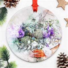 Flowers Bouquet Art Abstract Ornament (round) by Celenk