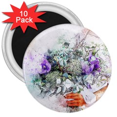 Flowers Bouquet Art Abstract 3  Magnets (10 Pack)  by Celenk