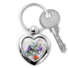 Flowers Bouquet Art Abstract Key Chains (heart)  by Celenk