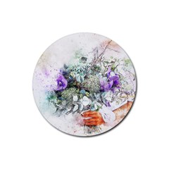 Flowers Bouquet Art Abstract Rubber Coaster (round)  by Celenk