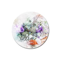 Flowers Bouquet Art Abstract Magnet 3  (round) by Celenk