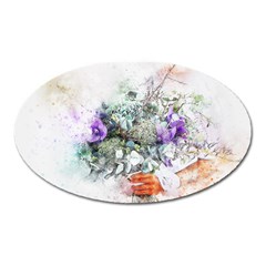 Flowers Bouquet Art Abstract Oval Magnet by Celenk