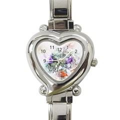 Flowers Bouquet Art Abstract Heart Italian Charm Watch by Celenk