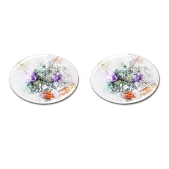 Flowers Bouquet Art Abstract Cufflinks (oval) by Celenk