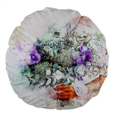 Flowers Bouquet Art Abstract Large 18  Premium Flano Round Cushions by Celenk