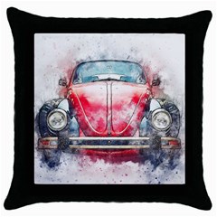 Red Car Old Car Art Abstract Throw Pillow Case (black) by Celenk