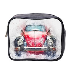 Red Car Old Car Art Abstract Mini Toiletries Bag 2-side by Celenk