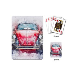 Red Car Old Car Art Abstract Playing Cards (mini)  by Celenk