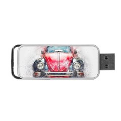 Red Car Old Car Art Abstract Portable Usb Flash (two Sides) by Celenk