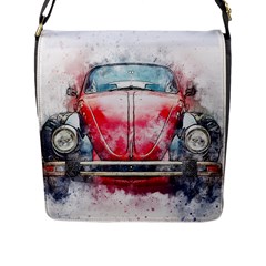 Red Car Old Car Art Abstract Flap Messenger Bag (l) 