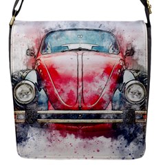 Red Car Old Car Art Abstract Flap Messenger Bag (s) by Celenk