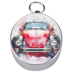 Red Car Old Car Art Abstract Silver Compasses by Celenk